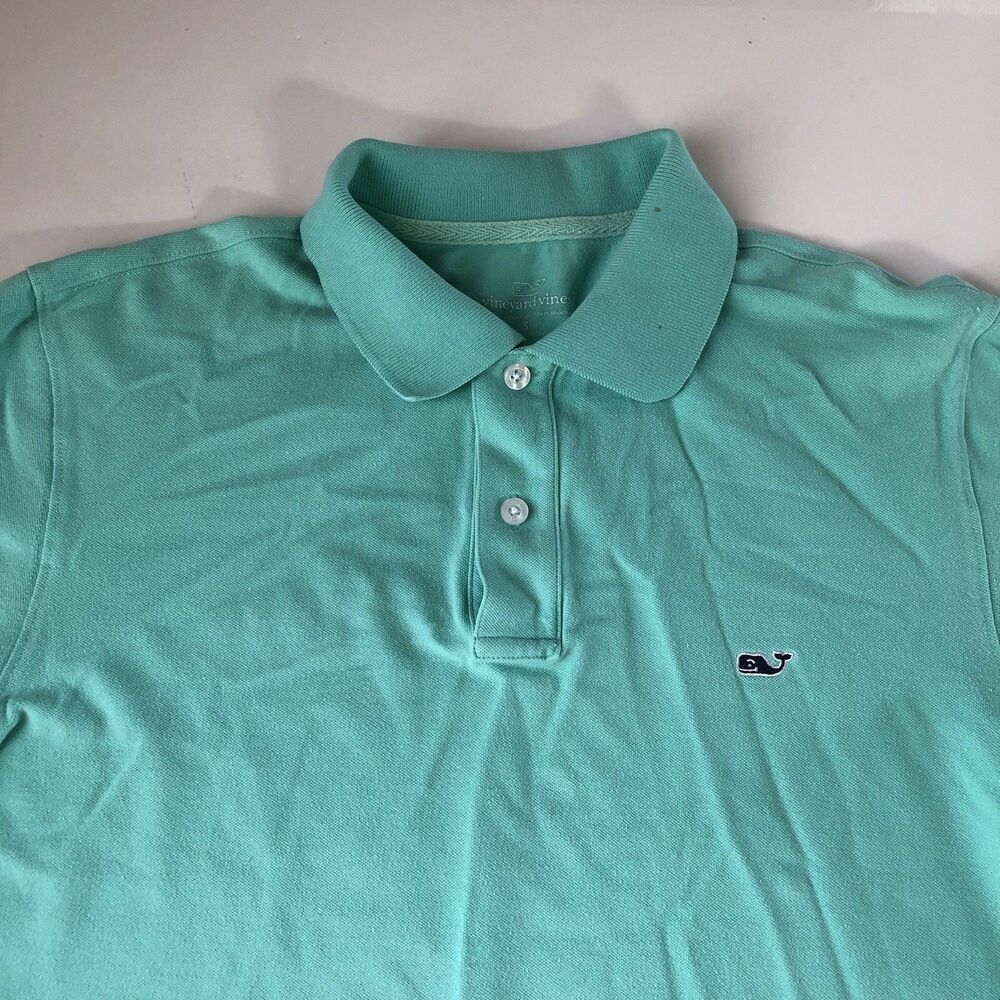 Vineyard Vines Men's Classic Pique Polo Shirt Whale Logo Mint Green Size Small - Picture 11 of 14